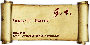 Gyeszli Appia névjegykártya